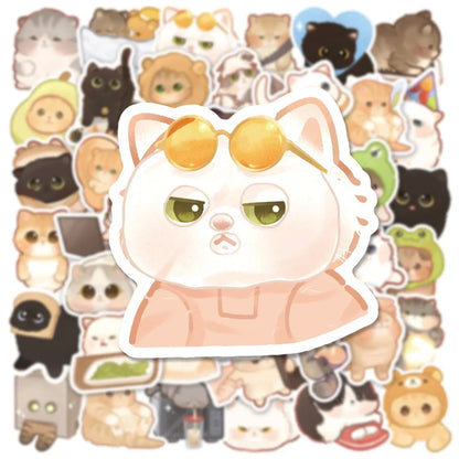 50PCS Cartoon Cute Cat New Personality Graffiti Creative Sticker DIY Guitar Suitcase Helmet Waterproof Notebook