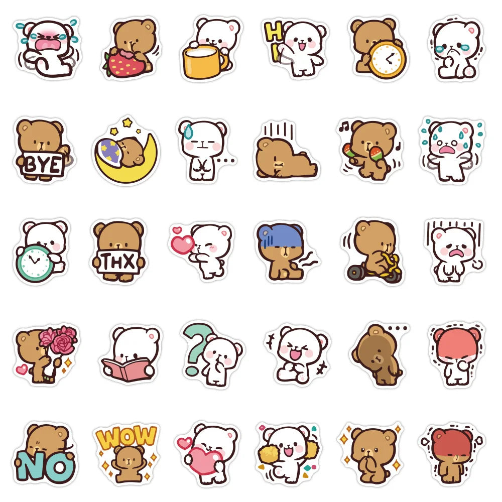 60PCS Angry Bear Stickers Cute Cartoon Graffiti Personality Decoration DIY Exquisite Decorative Decals Toys For Cell Phone Cases Water Cups Suitcases Popular Stickers