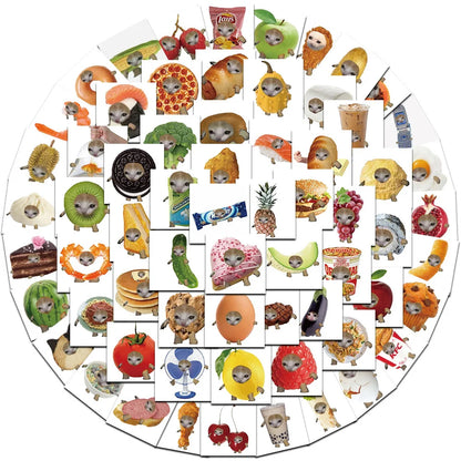 50PCS Funny Meme Cat And Food Cute Graffiti Stickers For Toy Luggage Laptop Ipad Skateboard  Phone Car Stickers Wholesale