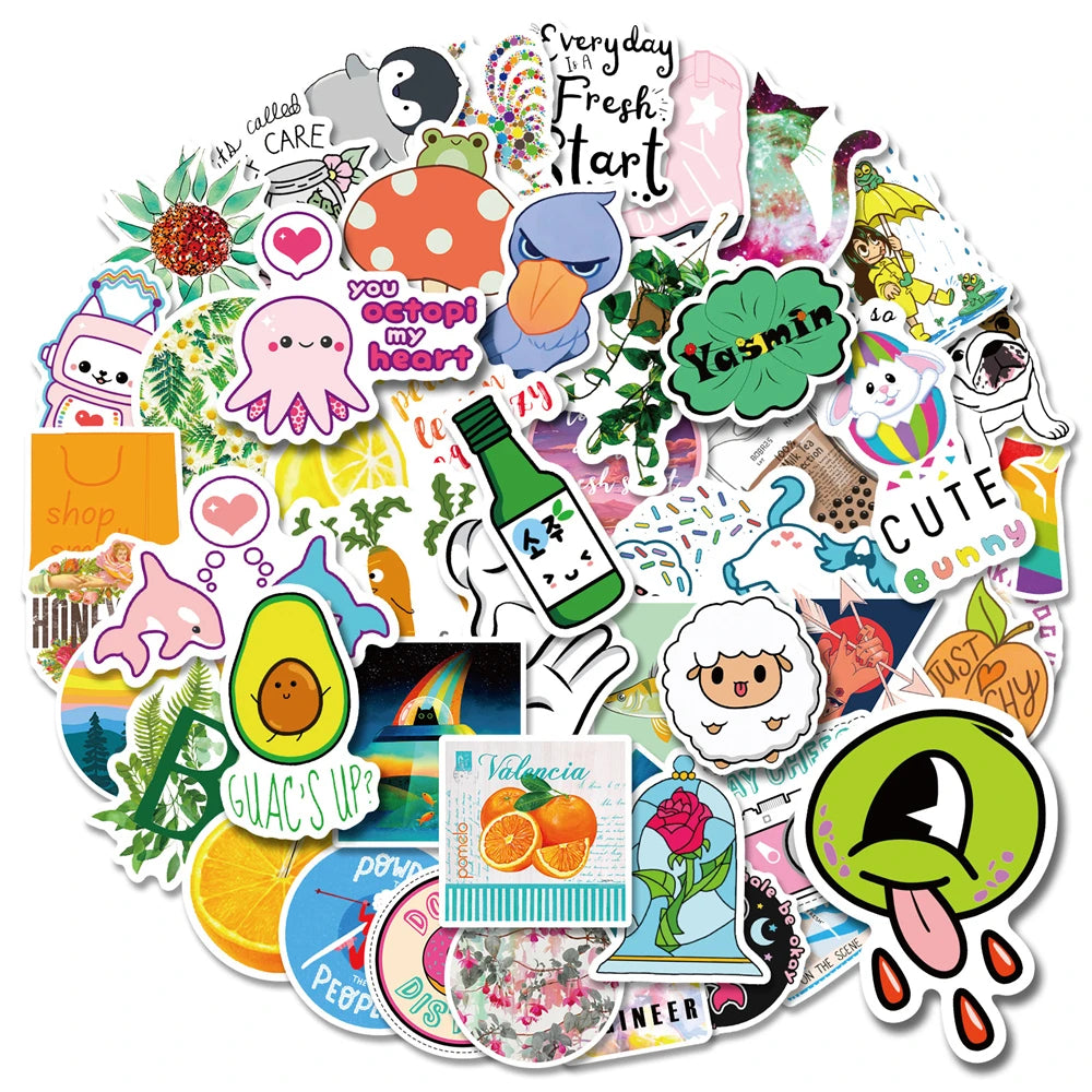 50PCS cartoon Kawaii cute animal sticker toy DIY skateboard laptop luggage iPad PVC sticker