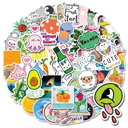 50PCS cartoon Kawaii cute animal sticker toy DIY skateboard laptop luggage iPad PVC sticker