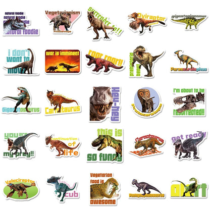 50PCS Realistic Dinosaur Cartoon Gift Sticker For Toys Luggage Laptop DIY Skateboard Guitar Notebook Refrigerator