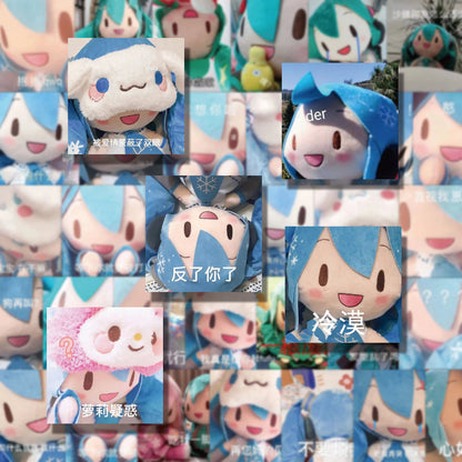 62PCS Cartoon Cute Fufu Hatsune Miku Emoticon Doodle Stickers for Skateboard Helmets, Laptops, Water Bottles, Stationery Boxes - Exquisite Decorative Decals