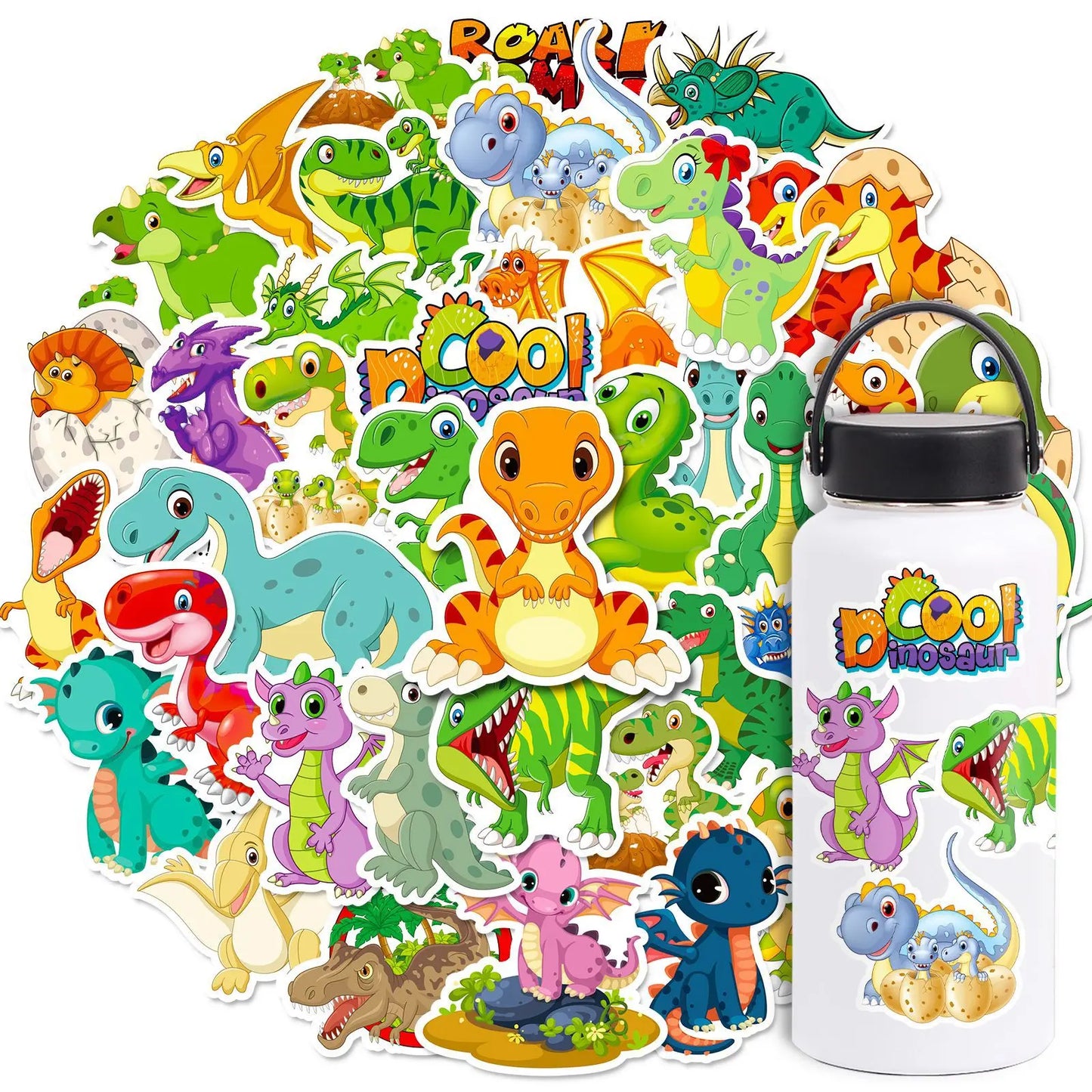 50PCS Cartoon Dinosaur Sticker New personal Sticker Water Skateboard Waterproof Toy Graffiti Sticker