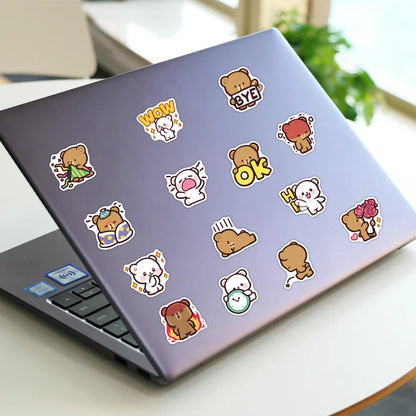 60PCS Angry Bear Stickers Cute Cartoon Graffiti Personality Decoration DIY Exquisite Decorative Decals Toys For Cell Phone Cases Water Cups Suitcases Popular Stickers