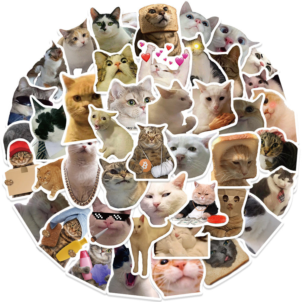 50PCS Funny Cat Stickers - Cute & Hilarious Decals for Laptops, Water Bottles, Planners & Cat Lover Gifts