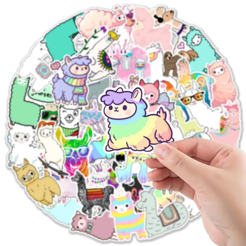 50PCS Cute Cartoon Animal Alpaca  Notebook Suitcase Water Cup Graffiti Decoration Sticker PersonalizedSkateboard