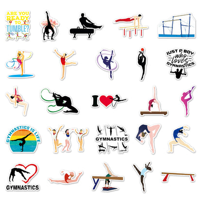 50PCS Gymnastic Bodies Politics Stickers - Disciplined Kinetics Decals for Biomechanical Perfection Logs, Sportive Aesthetics Maps & Corporeal Discipline Archives