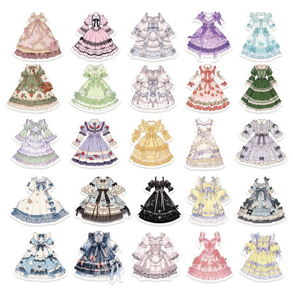 50PCS Cute Cartoon Lolita Doodle Stickers Exquisite Fashion DIY Journal Decorative Decals Suitable for Phone Cases, Laptops, Skateboards, Water Bottles, Helmets, and Stationery Boxes