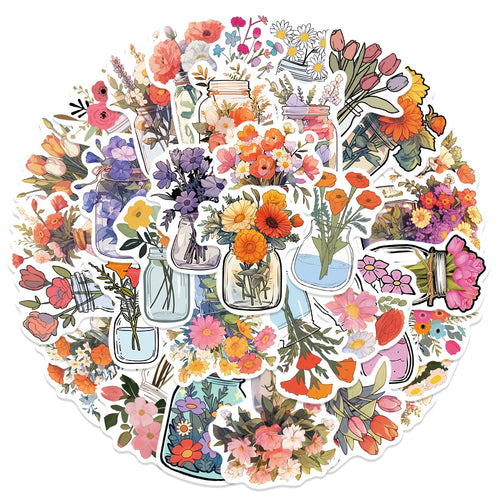 50PCS Florilegium Stickers - Botanical Poetry Decals for Wunderkammer Journals, Pressed Flower Archives & Secret Garden Ephemera