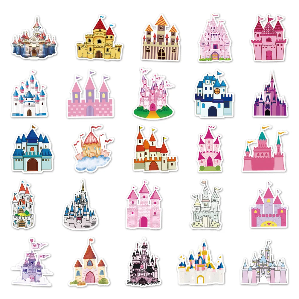 50PCS Castle Graffiti Stickers Cute Cartoon Ins Style Korean Stickers DIY Skateboard Luggage Stickers Waterproof