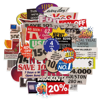 50PCS Pop Style Stickers Personality Can Be Decorated Luggage Notebook Waterproof Removable Stickers