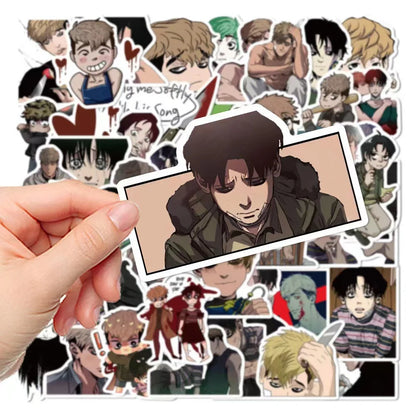 50 pieces of cartoon and anime killing and tracking graffiti stickers, personalized, fashionable and creative DIY trendy and exquisite decorative stickers, refrigerator, guitar, helmet, skateboard, water cup, popular decal toys