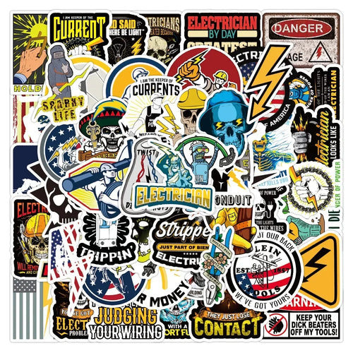 50PCS Welding Machine Electric Graffiti Sticker DIY Luggage Bicycle Guitar Skateboard Water Cup Helmet Waterproof