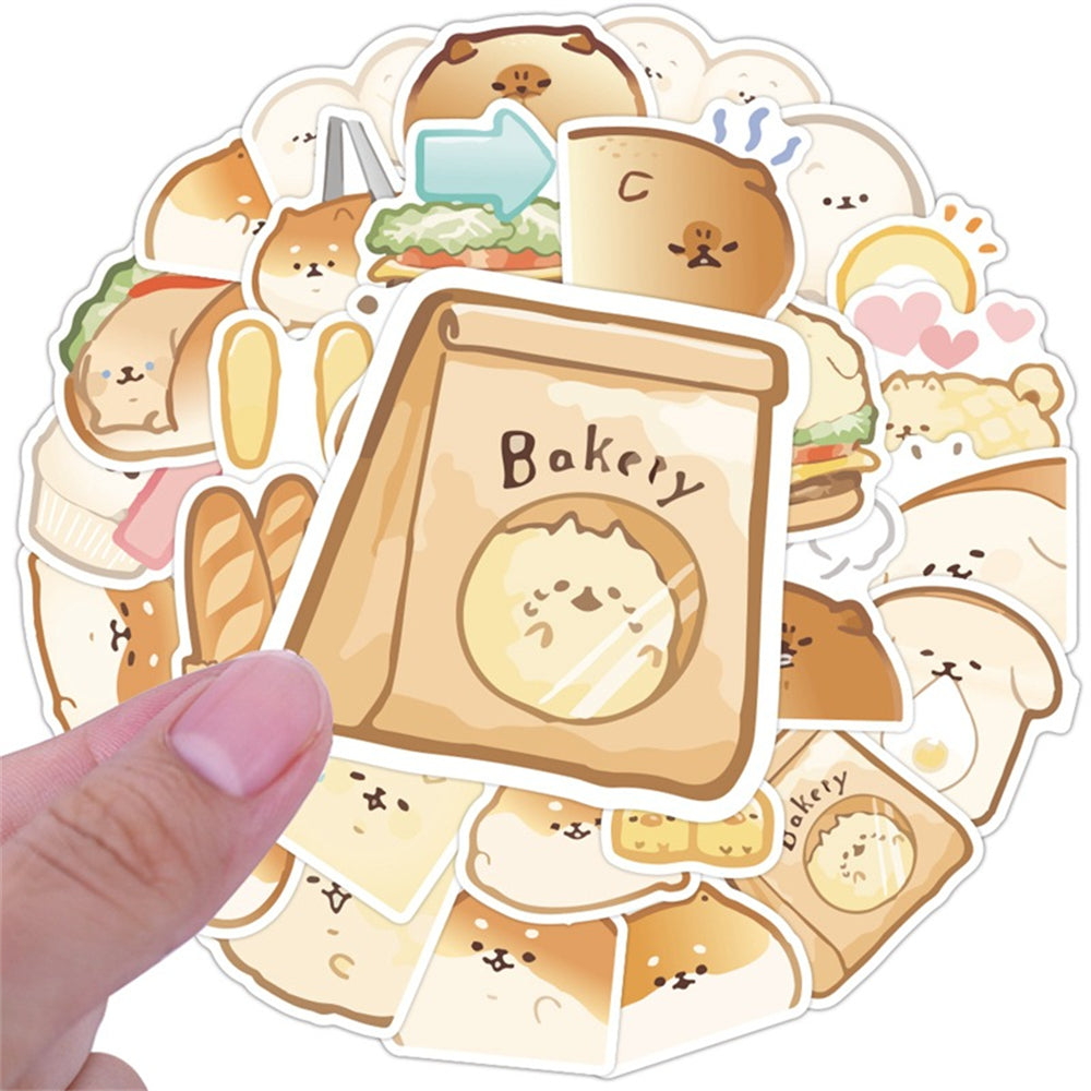 40PCS Cute Cartoon Bread Dog Pet Food Doodle Stickers Perfect for Skateboards, Water Bottles, Notebooks, Laptops, Stationery Boxes Exquisite DIY Desktop Decor Decals