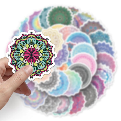 50PCS Cartoon Mandala Sticker Graffiti iPad Luggage Notebook Car  Computer DIY Pattern Scrapbook Toys Decoration