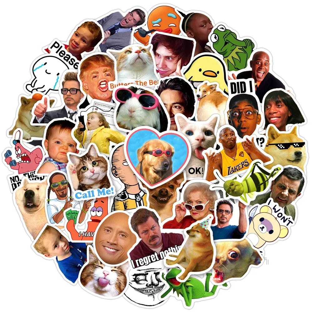 50pcs Web Funny Pop Meme Graffiti Stickers For Luggage Laptop Ipad Skateboard Motorcycle Stickers