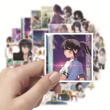 50PCS Anime Stickers: Makoto Shinkai's Haruhi Travel Doodle Collection Exquisite, Fashionable, Creative DIY Decorative Stickers for Notebooks Perfect for Skateboards, Laptops, Water Bottles, Helmets, and Stationery Cases