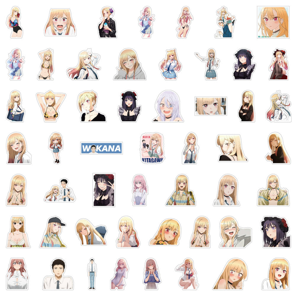 50PCS Anime Dress-Up Doll Stickers - Cosplay Decals for Laptops, Planners, Journals & Otaku Culture Gifts