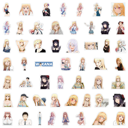 50PCS Anime Dress-Up Doll Stickers - Cosplay Decals for Laptops, Planners, Journals & Otaku Culture Gifts