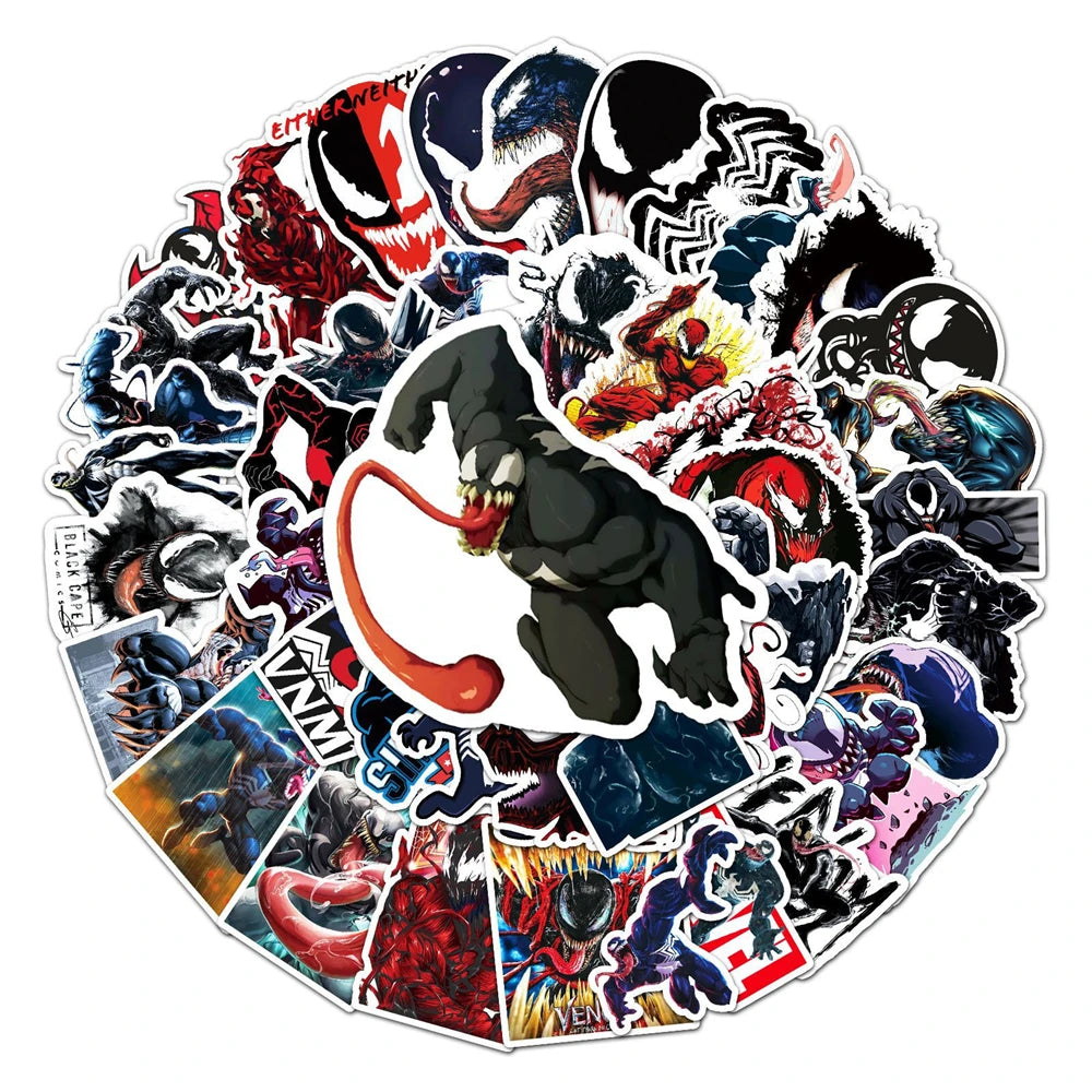 50PCS Cartoon Venom Cool Trend Creative Graffiti Sticker Bike Skateboard Car Helmet Laptop Computer