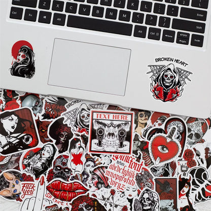 50PCS Gothic Horror Stickers Devil Dark Red Wind Punk Wind Horror Red and Black Suitcase Stickers