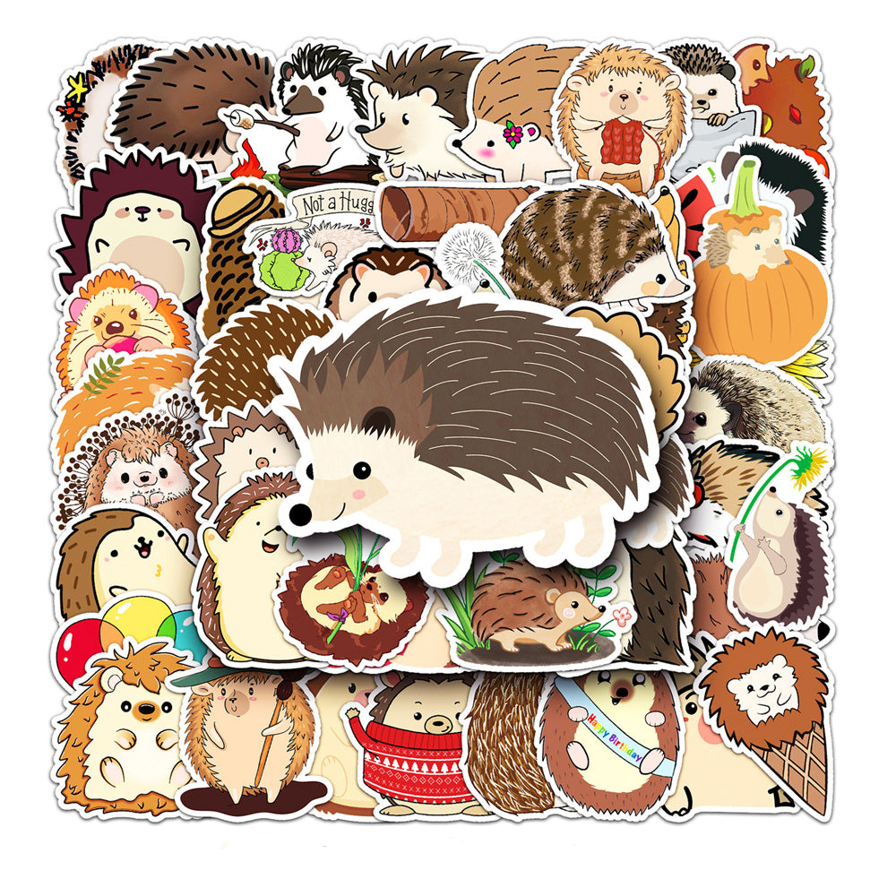 50PCS Cute Cartoon Animal Hedgehog Doodle Stickers for Skateboard Helmets, Laptops, Water Bottles, Guitars, and More Exquisite DIY Desktop Decor Decals