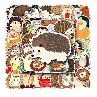 50PCS Cute Cartoon Animal Hedgehog Doodle Stickers for Skateboard Helmets, Laptops, Water Bottles, Guitars, and More Exquisite DIY Desktop Decor Decals