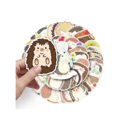 50PCS Cartoon Adorable Hedgehog Animal Doodle Stickers Exquisite Fashion Creative DIY Journal Decorative Decals Suitable for Skateboards, Guitars, Laptops, and Stationery Boxes