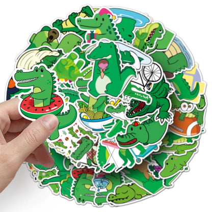 50PCS Cute Cartoon Crocodile Animal Doodle Stickers Exquisite and Stylish DIY Creative Decorations Perfect for Notebooks, Laptops, Refrigerators, Bags, Skateboards, and Stationery Boxes
