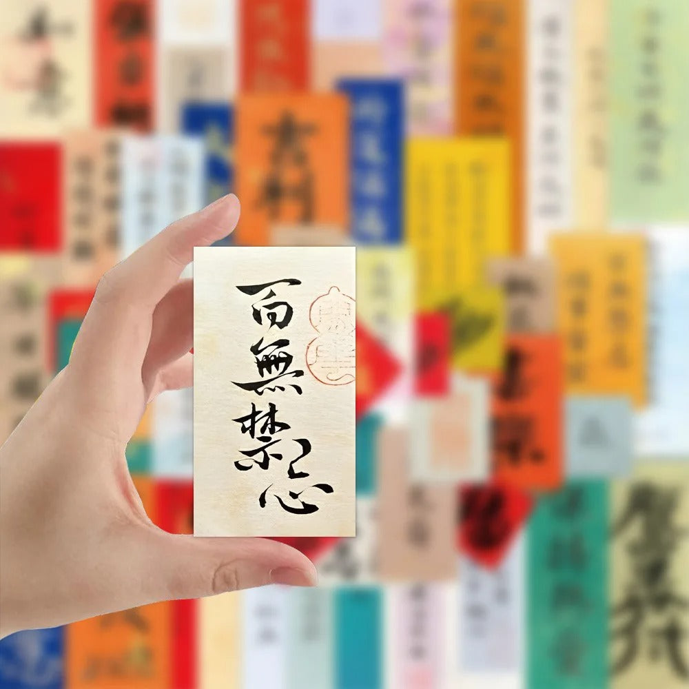 60PCS Cartoon Calligraphy Note Doodle Stickers for Water Bottles, Helmets, Guitars, DIY Wall Decals, Exquisite Creative Decorations, Handmade Journal Stickers