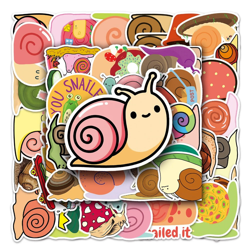 50PCS Gastropod Temporality Stickers - Slow Motion Epistemology Decals for Slime Trail Cartography, Spiral Chronology Maps & Decelerated Consciousness Journals