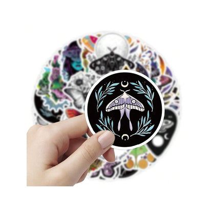50PCS Cartoon Ghost Moth Doodle Stickers Exquisite, Fashionable, Creative DIY Decorative Sticker Sheets Perfect for Notebooks, Laptops, Stationery Boxes