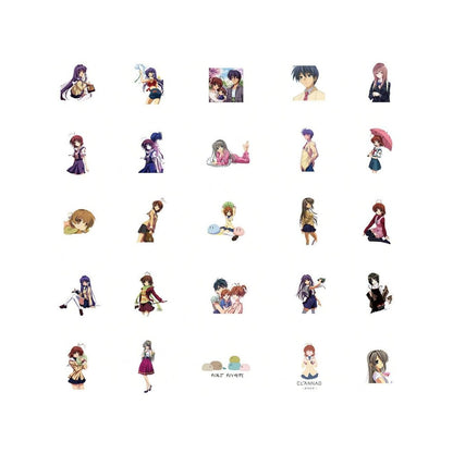 50PCS Classic Japanese Romance Anime CLANNAD Character Doodle Stickers Perfect for Suitcases, Laptops, Phone Cases, Stationery Boxes, and Desktop Decor
