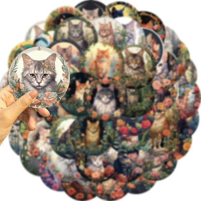 50PCS Purr Post Stickers - Feline Postal Service Decals for Secret Message Journals, Cross-Reality Mail Art & Epistolary Worldbuilding