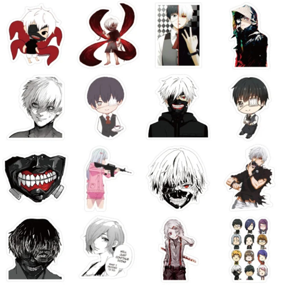 50PCS Tokyo Ghoul Anime Doodle Stickers for Suitcases, Laptops, Skateboards, Stationery Cases, and Desktop Decor