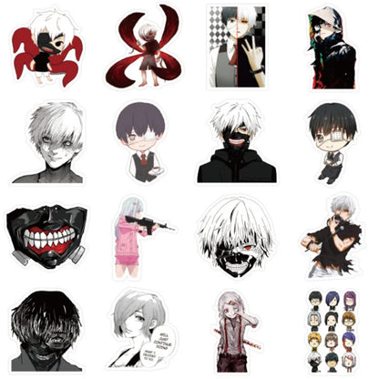 50PCS Tokyo Ghoul Anime Doodle Stickers for Suitcases, Laptops, Skateboards, Stationery Cases, and Desktop Decor