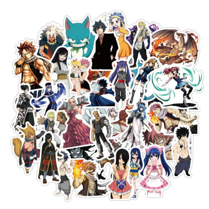 50PCS Japanese Anime Fairy Tail Cartoon Doodle Stickers for Suitcases, Laptops, Phones, Skateboards, Stationery Boxes, and Desktop Decor
