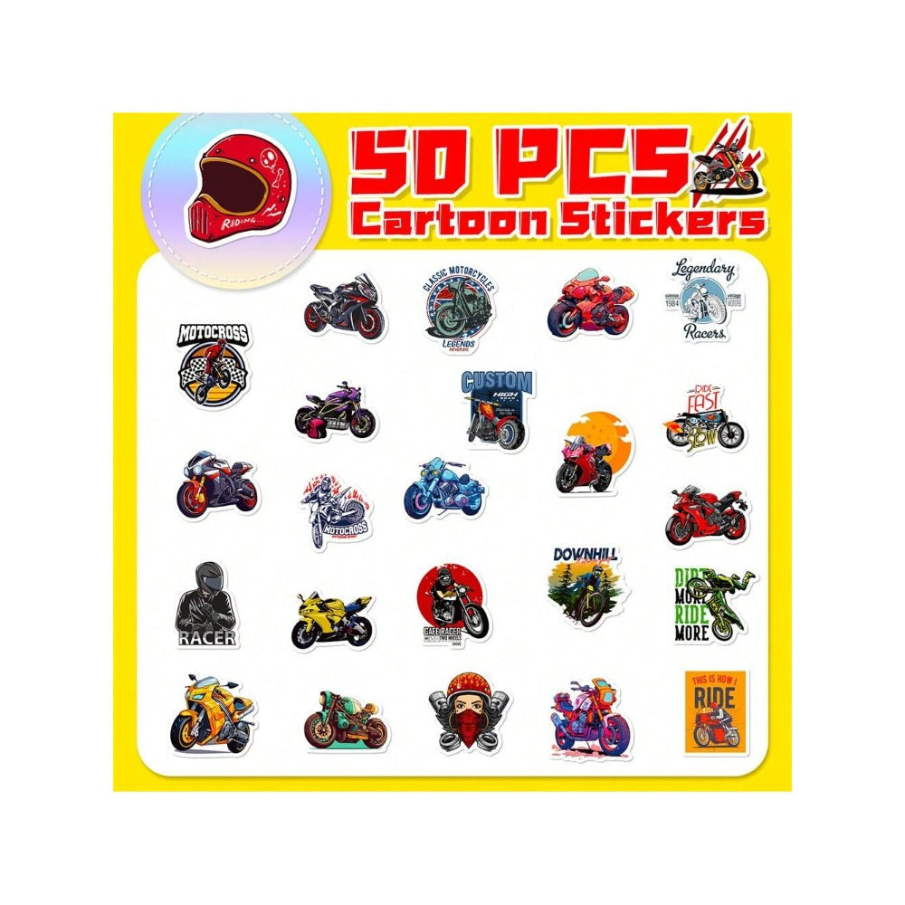 50PCS Cartoon Dirt Bike Graffiti Stickers Exquisite, Stylish, Creative DIY Decorative Decals Suitable for Laptops, Suitcases, Guitars, Stationery Boxes, and Desktops