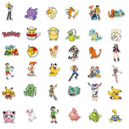 100PCS Japanese Anime Cartoon Pokémon Doodle Stickers Perfect for Phone Cases, Skateboards, Luggage, Laptops, Stationery Boxes Exquisite DIY Decorations for Notebooks and Stickers