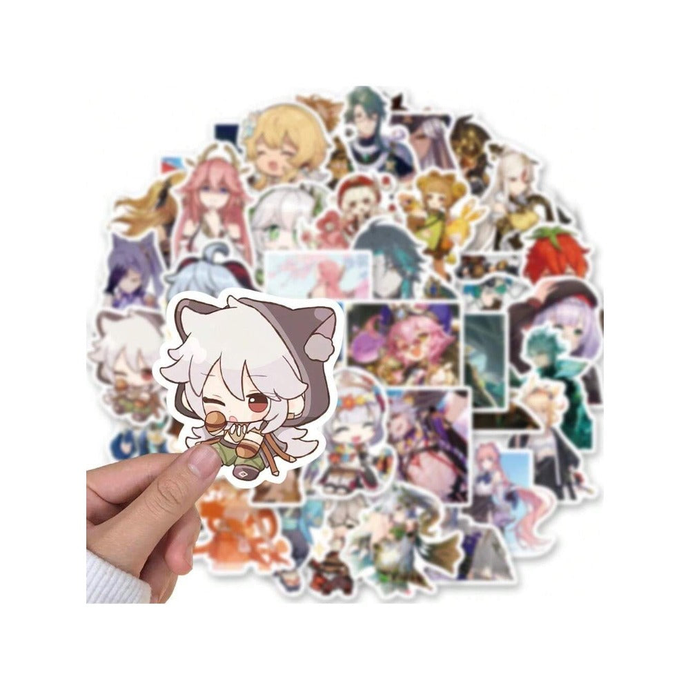 50PCS Cartoon Genshin Impact Character Merchandise Doodle Stickers Exquisite, Stylish, Creative DIY Decorative Decals Suitable for Computer Desks, Guitars, Skateboards, Water Bottles, Stationery Boxes, and Table Surfaces