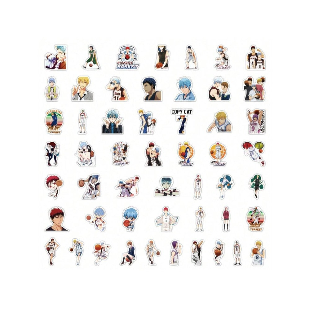 50PCS Japanese Classic Anime Kuroko Basketball Doodle Stickers Exquisite, Stylish, Creative Journal Decor Decals Suitable for Suitcases, Laptops, Diaries, Skateboards, and Stationery Cases
