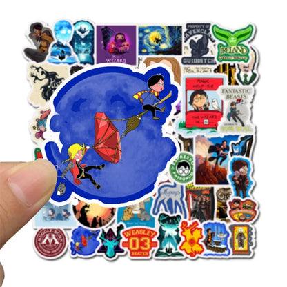 50PCS Cartoon Harry Potter Movie Character Doodle Stickers for Suitcases, Guitars, Water Bottles, Helmets, Stationery Boxes, and Desktop Decor