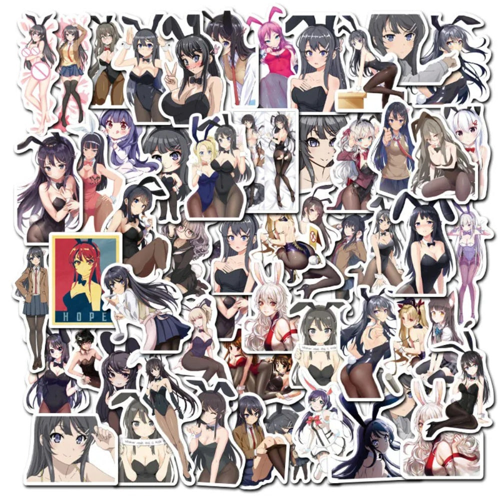 50PCS Mai Sakurajima Deconstructed Stickers - Anime Archetype Study Decals for Character Analysis Journals, Narrative Therapy & Fandom Semiotics Projects