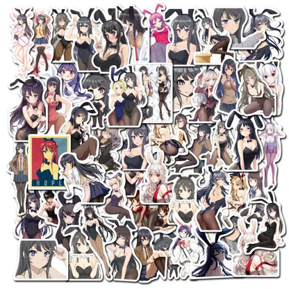 50PCS Mai Sakurajima Deconstructed Stickers - Anime Archetype Study Decals for Character Analysis Journals, Narrative Therapy & Fandom Semiotics Projects