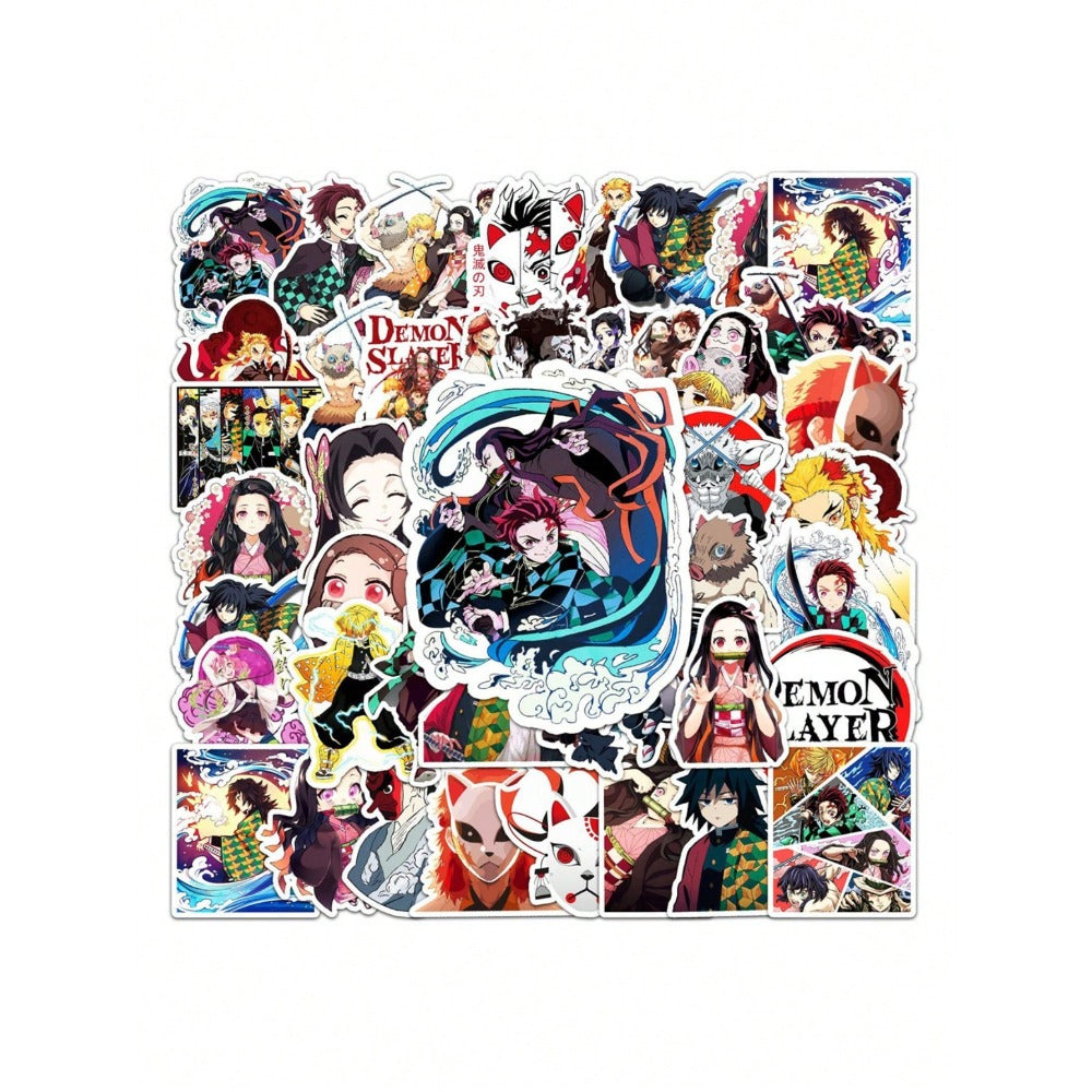 50PCS Cartoon Japanese Anime Demon Slayer Series Decorative Style Graffiti Stickers Exquisite Fashionable Planner Decals Suitable for Cups, Helmets, Skateboards, Stationery Boxes, and Desktops