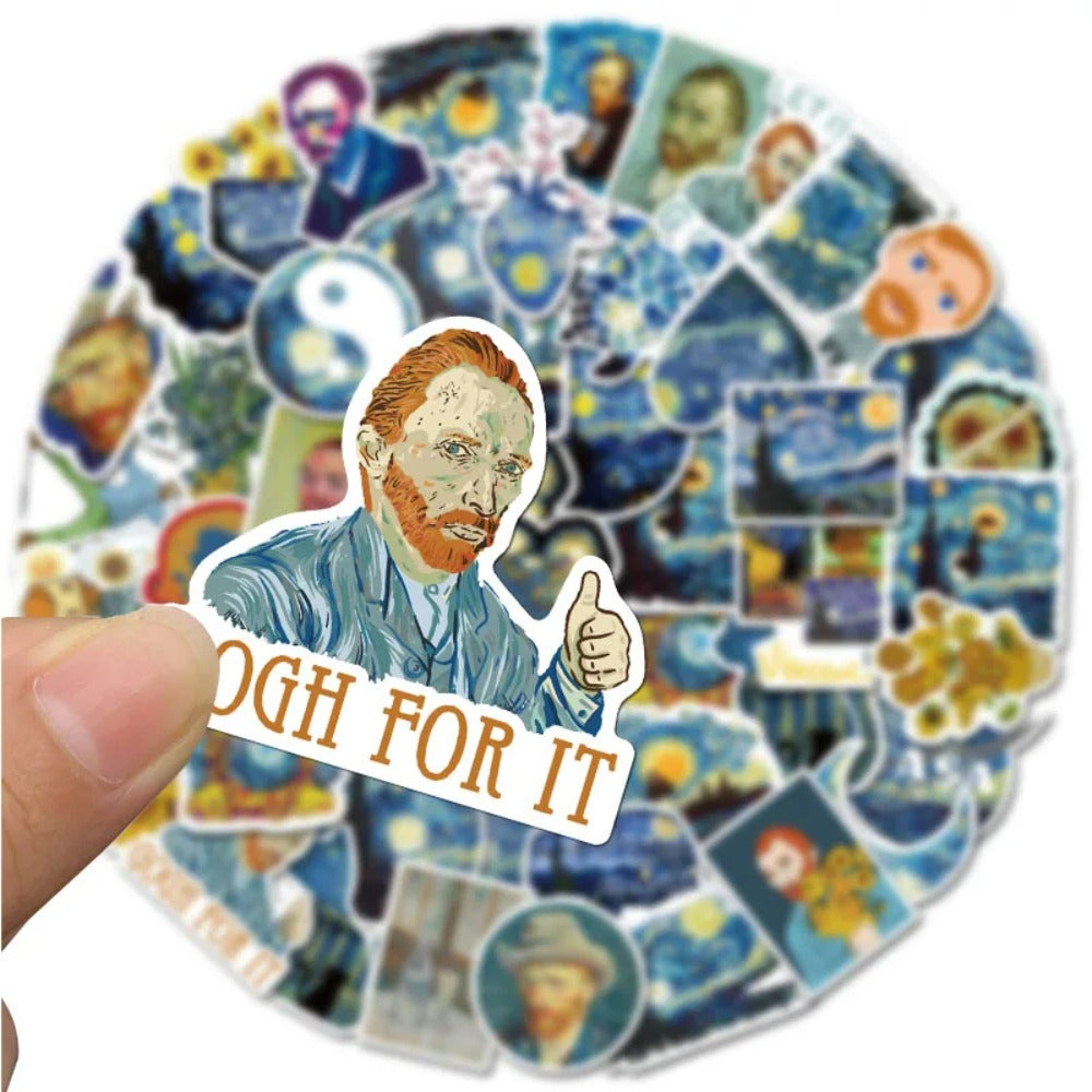40PCS Van Gogh Doodle Art Oil Painting Stickers for Notebooks, Water Bottles, Skateboards, and Stationery Boxes Exquisite Art Decoration Decals