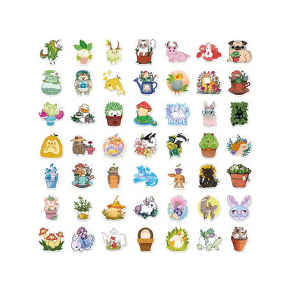 50PCS Cartoon Forest Animals Adorable Doodle Stickers Exquisite, Fashionable, Creative DIY Decorative Decals Suitable for Suitcases, Skateboards, Notebooks, Stationery Boxes