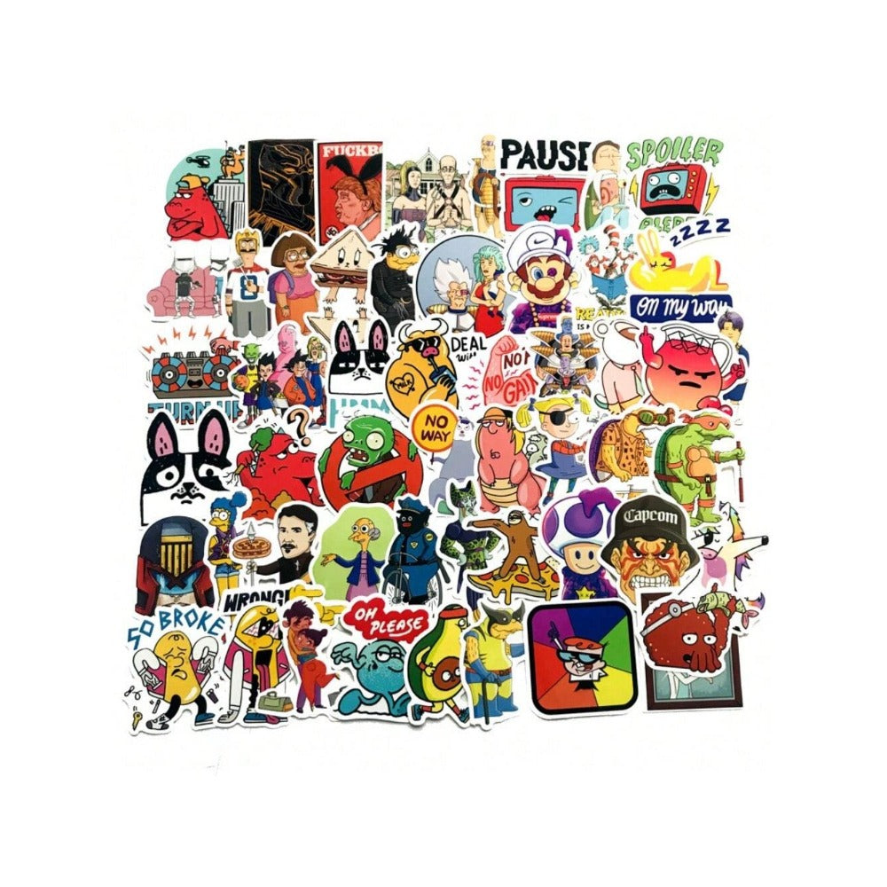 60PCS Adorable Trendy Cartoon Character Collection Doodle Stickers Exquisite Creative Journal Decorative Decals Suitable for Notebooks, Guitars, Skateboards, Refrigerators, Guitar Cases, and Stationery Boxes