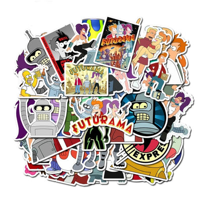 50PCS Cartoon Anime Fly Out Future Graffiti Stickers Exquisite Cartoon Character Decorative Decals Suitable for Skateboards, Water Bottles, Helmets, Guitars, Stationery Boxes, and Desktops